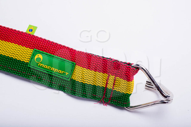close up view of Macapart logo and hook. Tiny Brazilian flag tag.