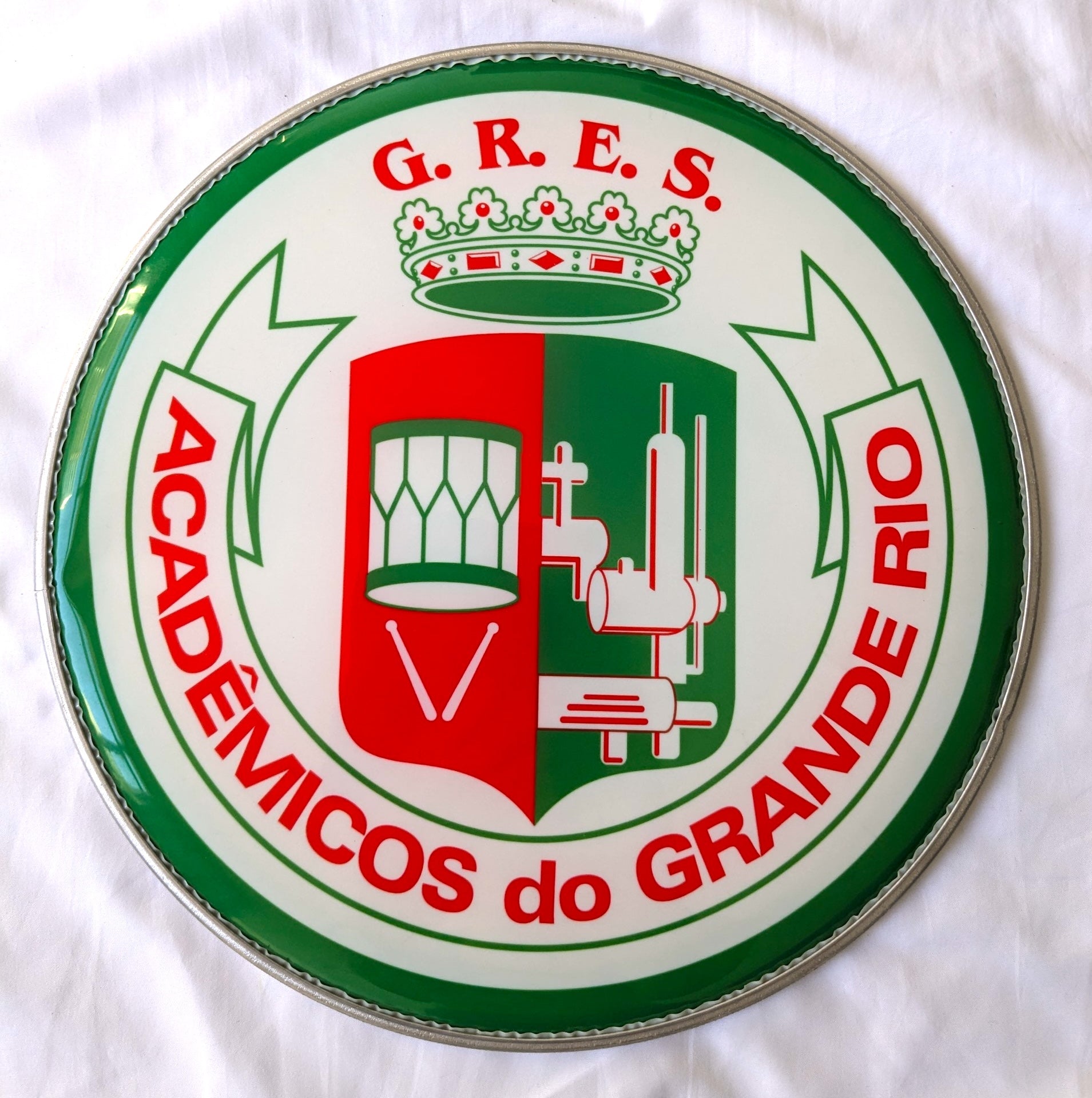 IVSOM, 12 inch nylon, Caixa and Repique heads with Samba School Logos