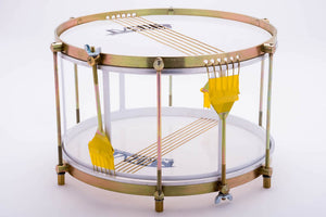 Side view of Brazilian snare drum without a shell. No shell drum used for samba. 