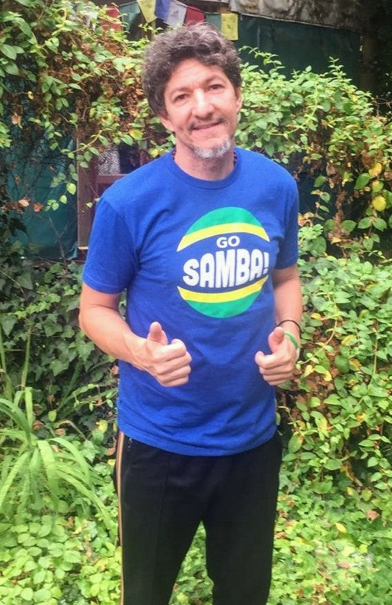 Dudu Fuentes wears his Go Samba T-shirt. 