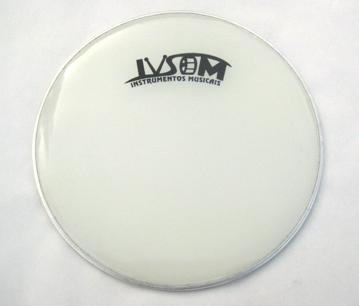 12" caixa drum head. White plastic low depth drum head made in Brazil.