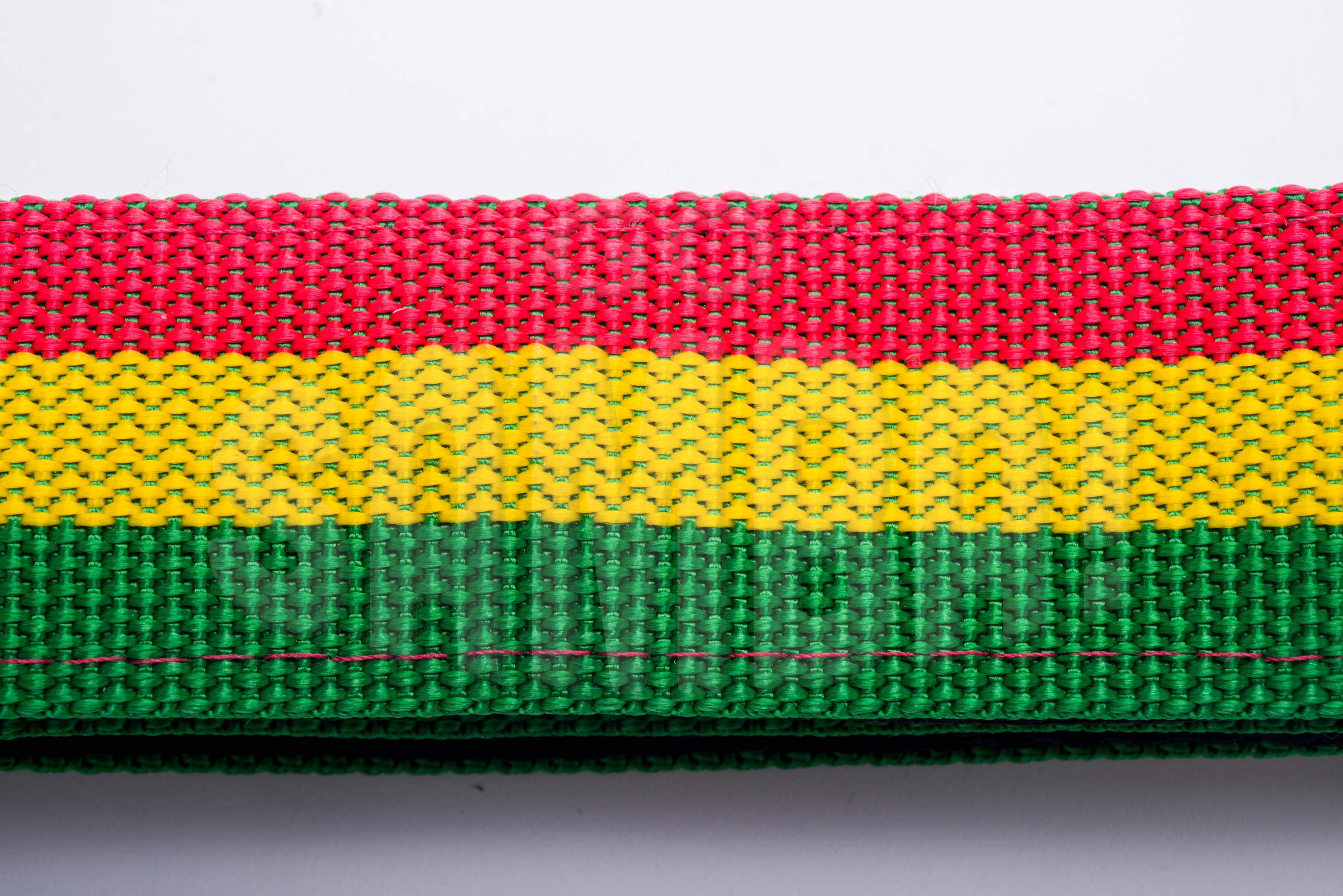 Red green and gold material for malacacheta strap.