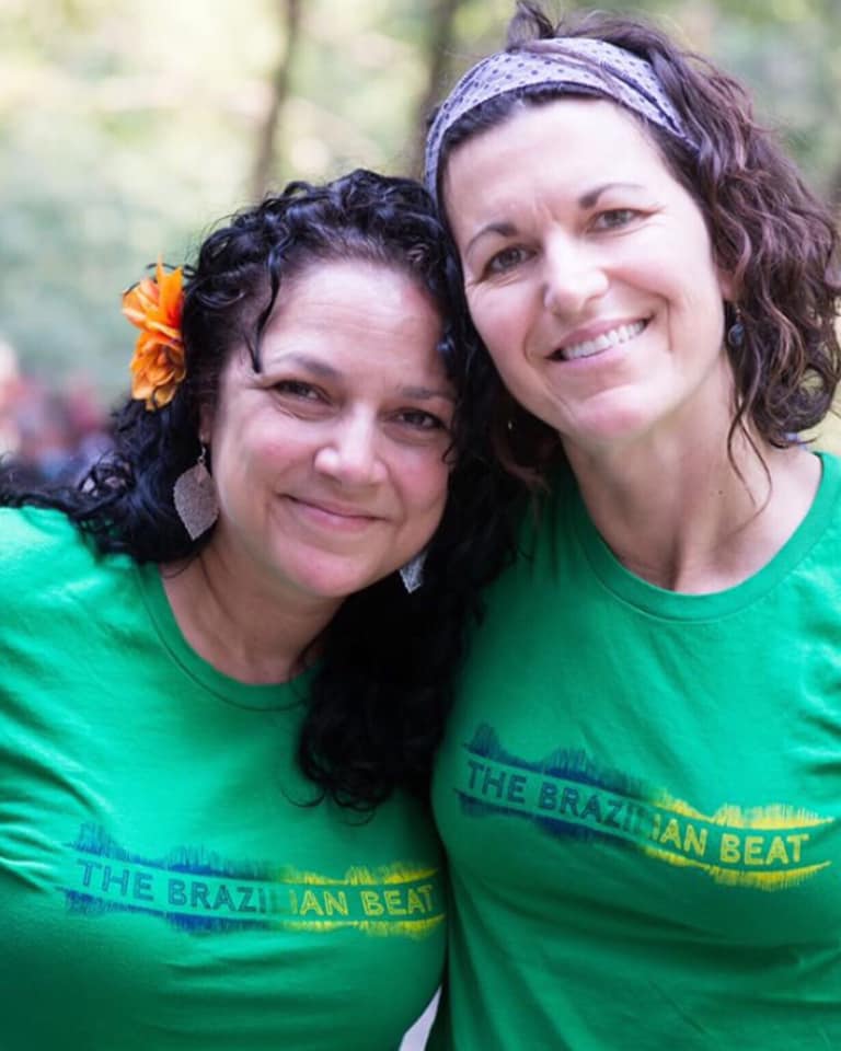 The Brazilian Beat Podcast T-shirt on podcast hosts Courtney Danley and Dianna Ramire.z