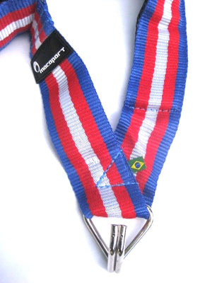 Drum strap, red white and blue shoulder strap for samba batucada.